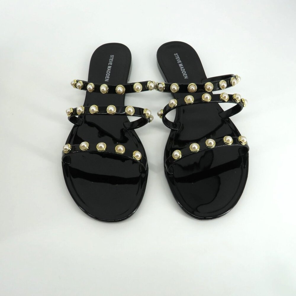 Steve Madden Yalsa Black Pearl Studded Sandals Women's Size10 NIB
